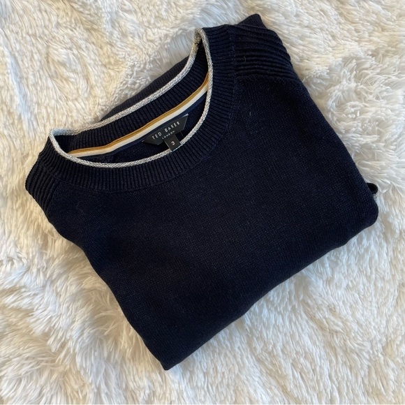 Ted Baker | Men’s Inzone Crewneck Linen Blend Navy Blue Pullover Sweater - Picture 5 of 11